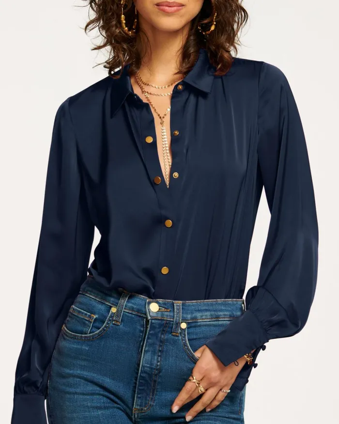 Women Kayla Button Up Bodysuit Sandstone Ramy Brook Tops