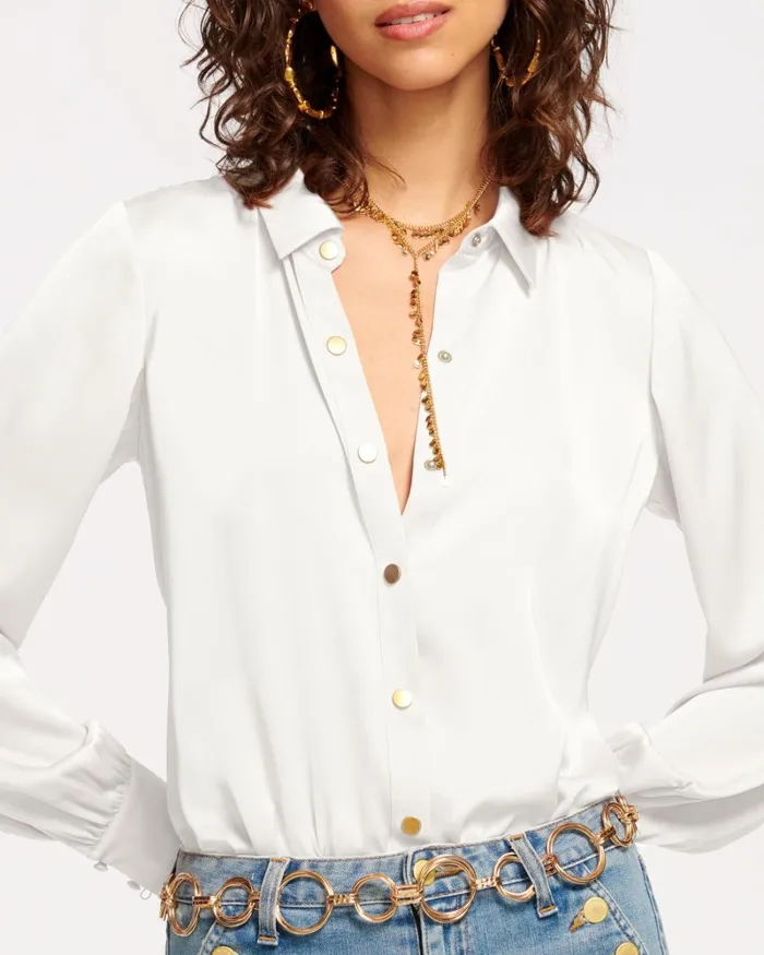 Women Kayla Button Up Bodysuit Sandstone Ramy Brook Tops