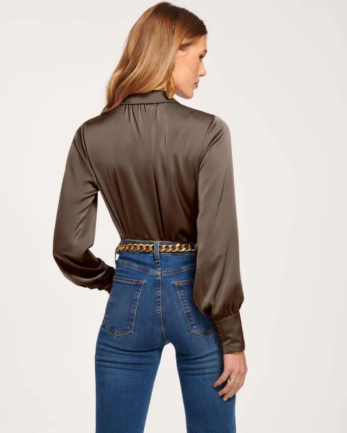 Women Kayla Button Up Bodysuit Sandstone Ramy Brook Tops