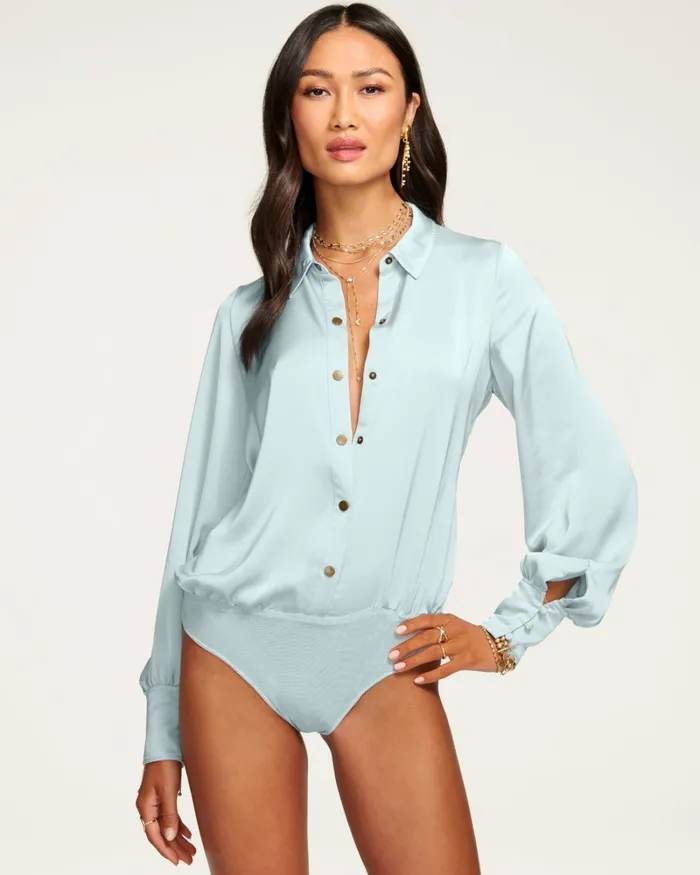 Women Kayla Button Up Bodysuit Sandstone Ramy Brook Tops