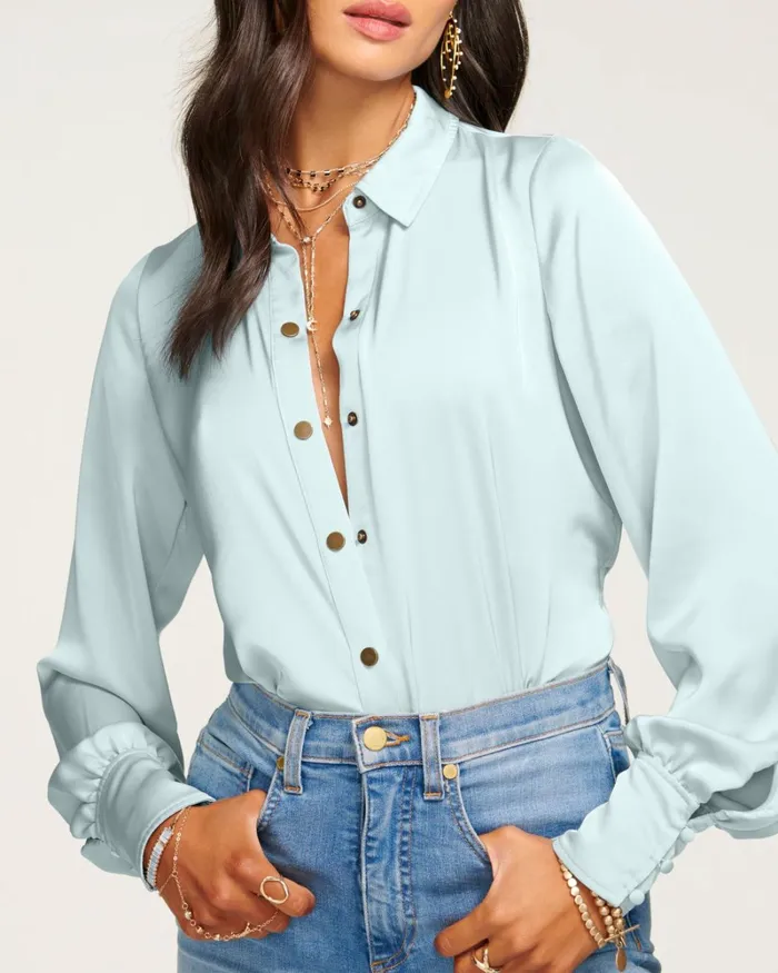 Women Kayla Button Up Bodysuit Sandstone Ramy Brook Tops