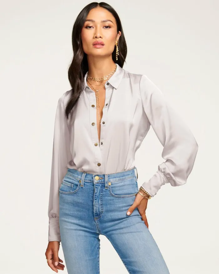 Women Kayla Button Up Bodysuit Sandstone Ramy Brook Tops