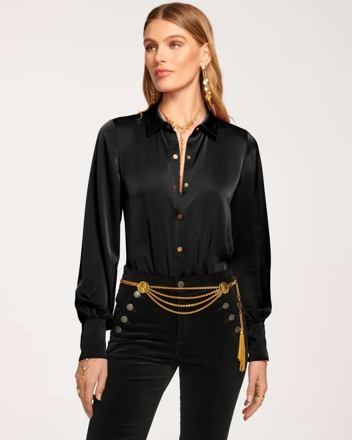 Women Kayla Button Up Bodysuit Sandstone Ramy Brook Tops