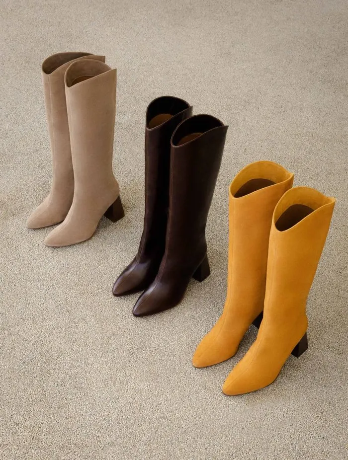 Women Knee High Boots Bobbies Indie Saffron