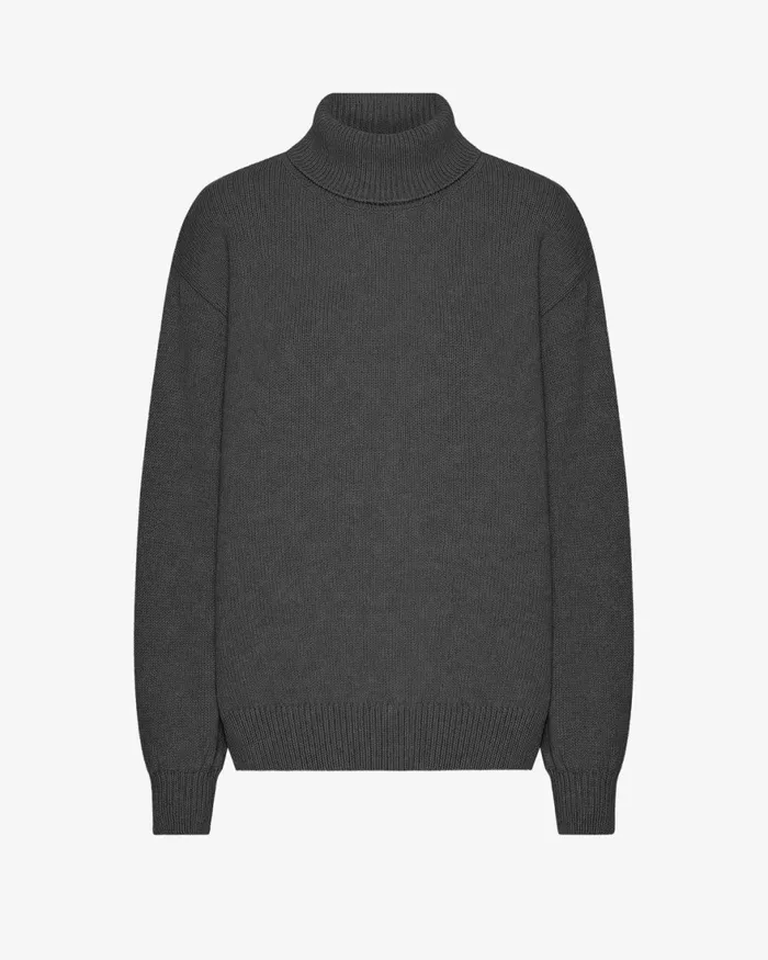Women Knit Sweaters Colorful Standard Merino Wool Turtleneck Lava Grey