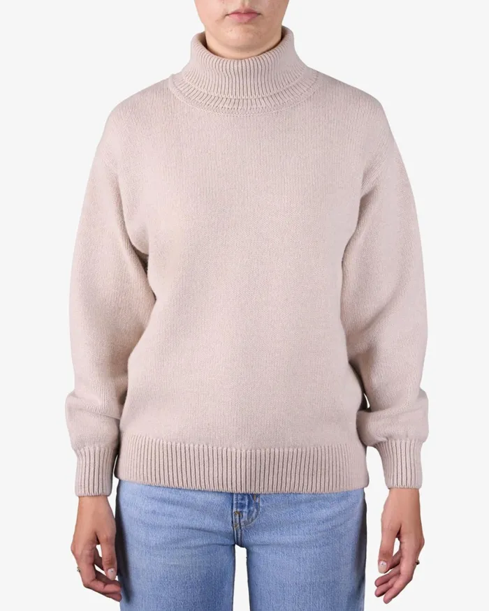 Women Knit Sweaters Colorful Standard Merino Wool Turtleneck Sahara Camel