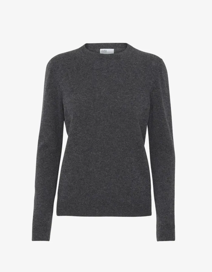 Women Knit Sweaters Colorful Standard Women Light Merino Wool Crew Lava Grey