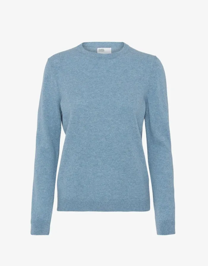 Women Knit Sweaters Colorful Standard Women Light Merino Wool Crew Stone Blue Women Knit Sweaters Colorful Standard Women Light Merino Wool Crew Stone Blue