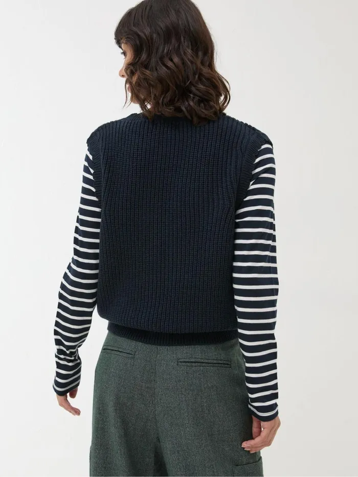 Women Knitwear Fat Face Navy Heidi 2In1 Tank Jersey