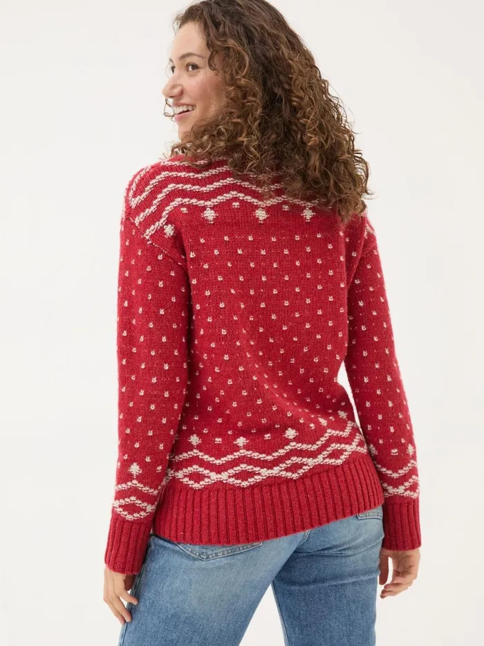 Women Knitwear Fat Face Snowflake Red Knitted Jumper