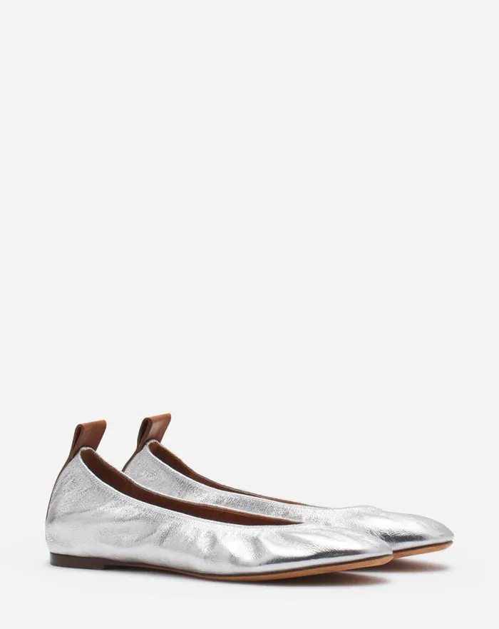 Women Lanvin Ballerinas The Ballerina Flat In Metallic Leather Silver Women Lanvin Ballerinas The Ballerina Flat In Metallic Leather Silver