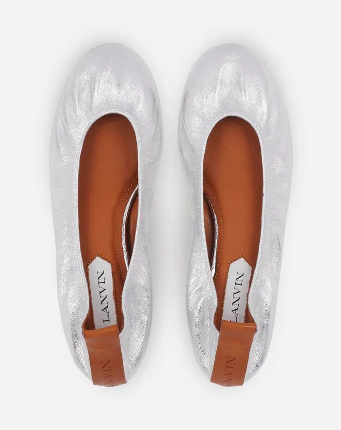 Women Lanvin Ballerinas The Ballerina Flat In Metallic Leather Silver Women Lanvin Ballerinas The Ballerina Flat In Metallic Leather Silver