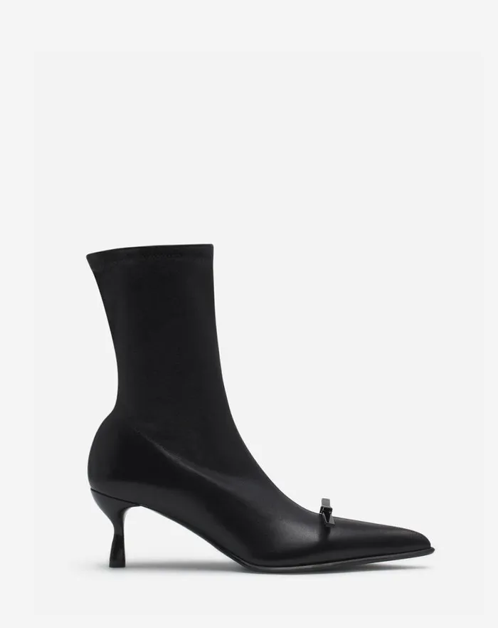 Women Lanvin Boots and Booties Lanvin Bow Ankle Boots In Leather Black