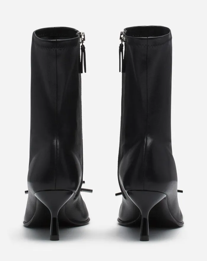 Women Lanvin Boots and Booties Lanvin Bow Ankle Boots In Leather Black
