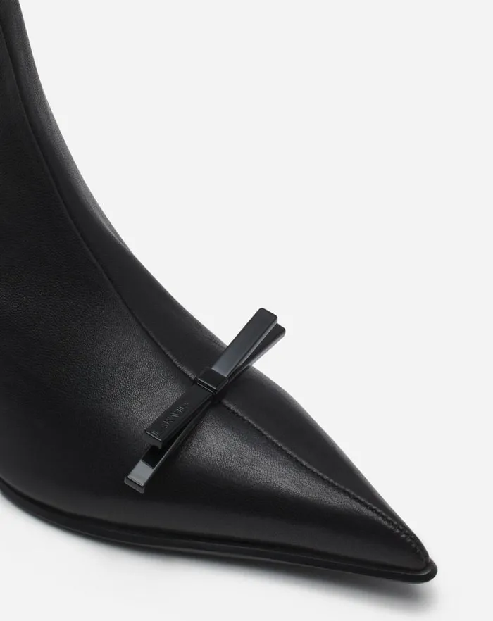 Women Lanvin Boots and Booties Lanvin Bow Ankle Boots In Leather Black