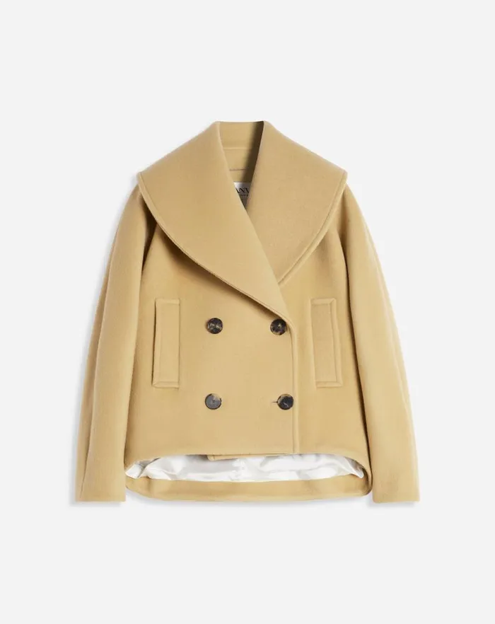 Women Lanvin Coats and Jackets Cocoon Pea Coat Saharan