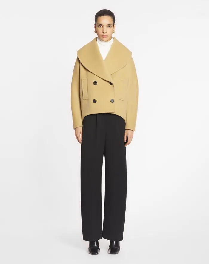 Women Lanvin Coats and Jackets Cocoon Pea Coat Saharan Women Lanvin Coats and Jackets Cocoon Pea Coat Saharan
