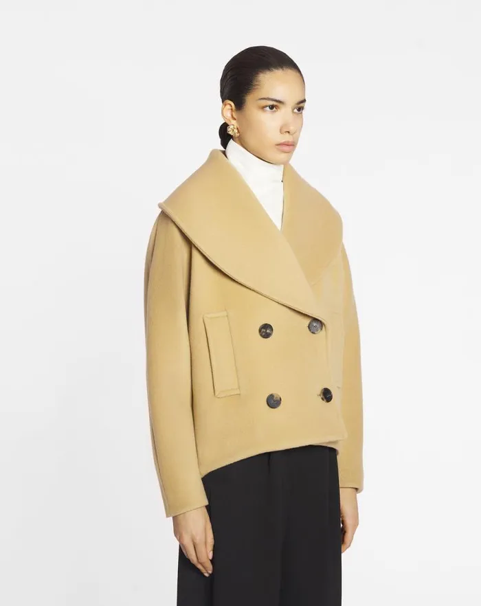 Women Lanvin Coats and Jackets Cocoon Pea Coat Saharan Women Lanvin Coats and Jackets Cocoon Pea Coat Saharan