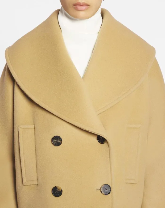 Women Lanvin Coats and Jackets Cocoon Pea Coat Saharan Women Lanvin Coats and Jackets Cocoon Pea Coat Saharan