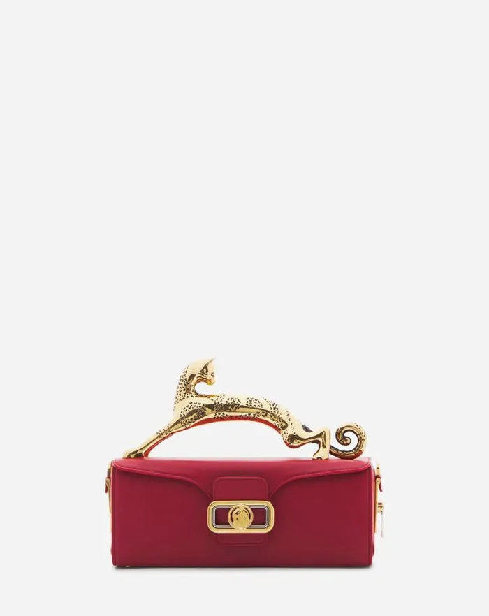 Women Lanvin Crossbody Bags and Shoulder Bags Medium Pencil Cat Leather Bag Burgundy