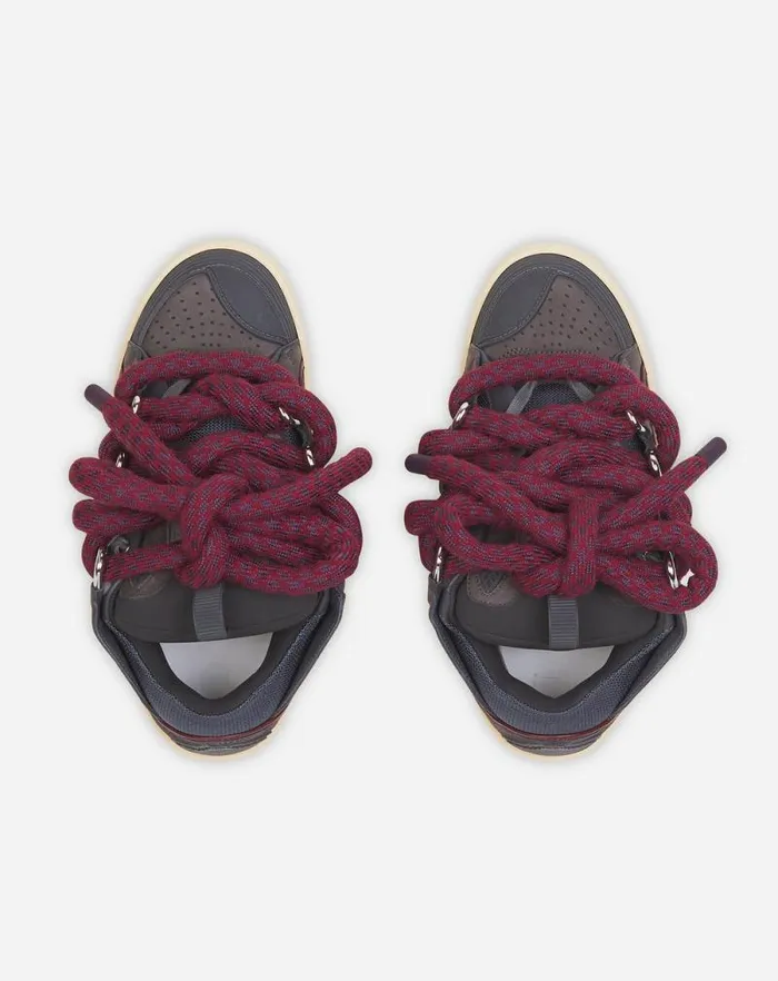 Women Lanvin Curb Curb Sneakers In Leather With Snake Laces Shark Grey Women Lanvin Curb Curb Sneakers In Leather With Snake Laces Shark Grey