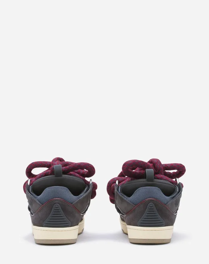 Women Lanvin Curb Curb Sneakers In Leather With Snake Laces Shark Grey Women Lanvin Curb Curb Sneakers In Leather With Snake Laces Shark Grey
