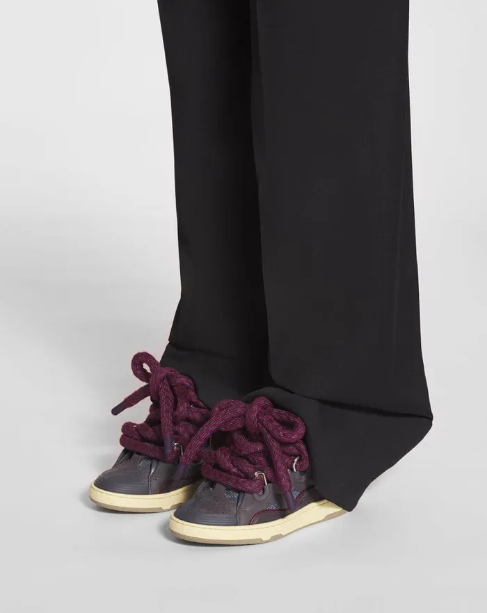 Women Lanvin Curb Curb Sneakers In Leather With Snake Laces Shark Grey Women Lanvin Curb Curb Sneakers In Leather With Snake Laces Shark Grey