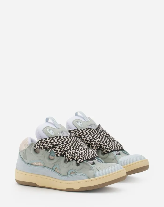 Women Lanvin Curb Leather Curb Sneakers Pale Blue Women Lanvin Curb Leather Curb Sneakers Pale Blue