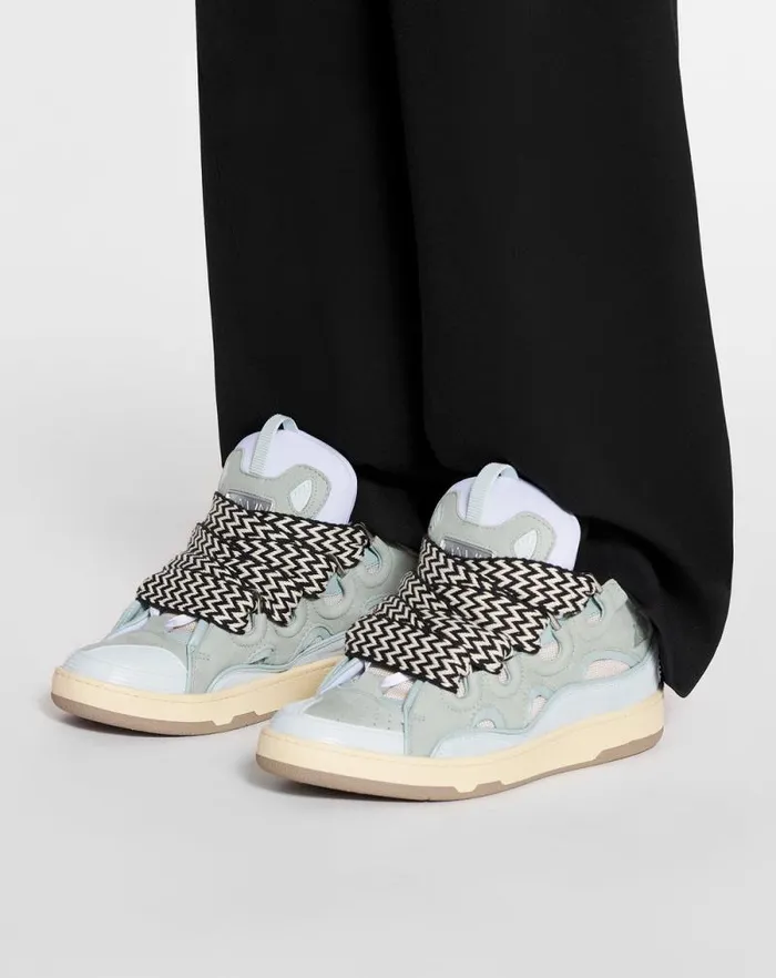 Women Lanvin Curb Leather Curb Sneakers Pale Blue Women Lanvin Curb Leather Curb Sneakers Pale Blue