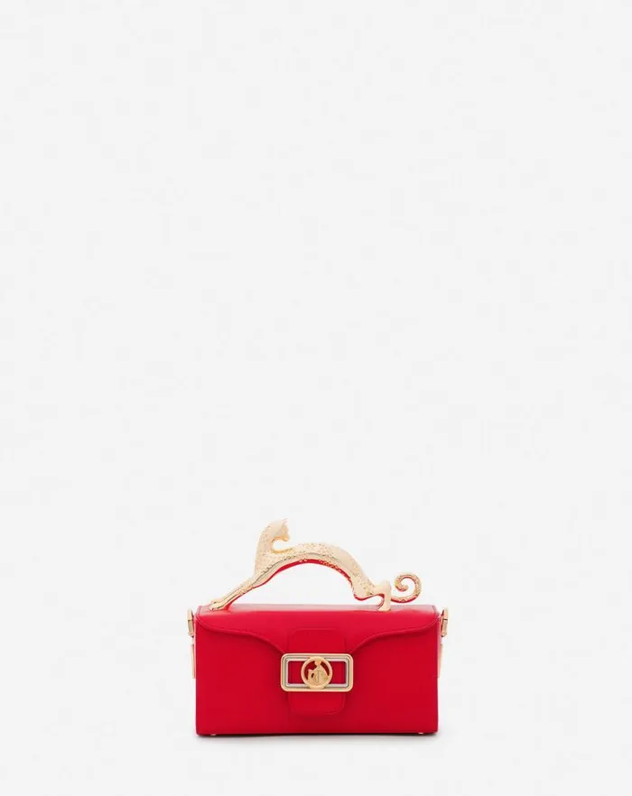 Women Lanvin Mini Bags and Clutches Leather Nano Pencil Cat Bag Flame