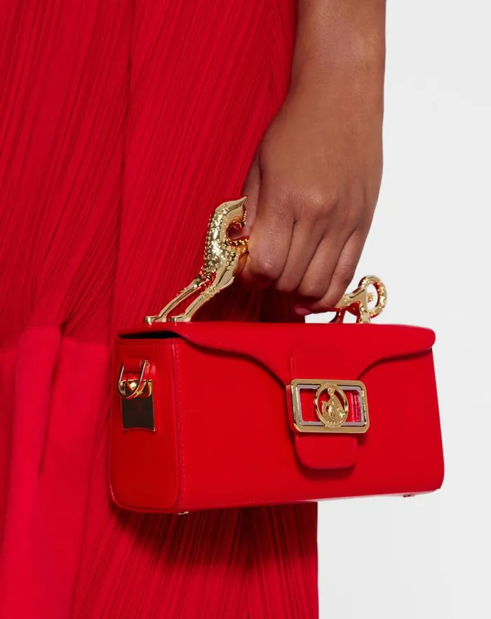 Women Lanvin Mini Bags and Clutches Leather Nano Pencil Cat Bag Flame