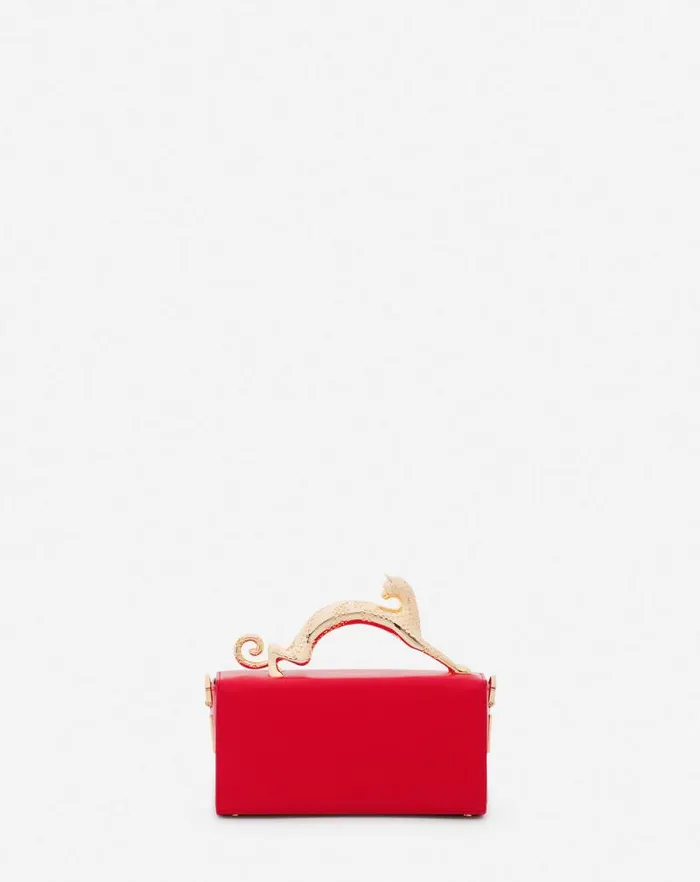 Women Lanvin Mini Bags and Clutches Leather Nano Pencil Cat Bag Flame