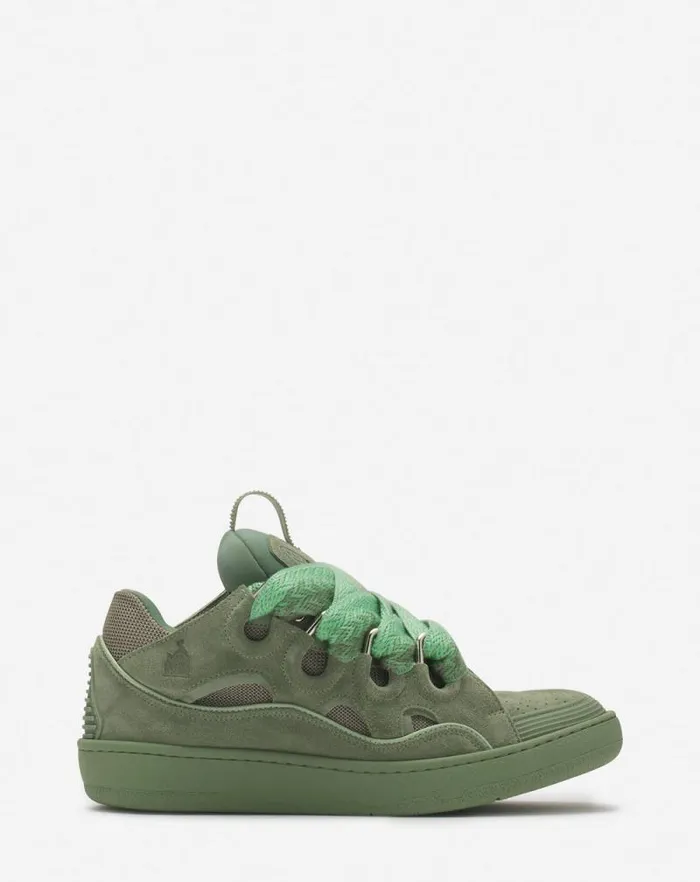 Women Lanvin Sneakers Curb Leather Sneakers Vert De Gris