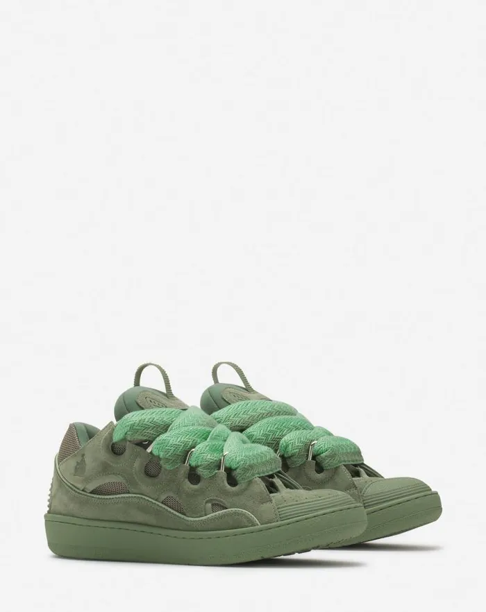 Women Lanvin Sneakers Curb Leather Sneakers Vert De Gris Women Lanvin Sneakers Curb Leather Sneakers Vert De Gris