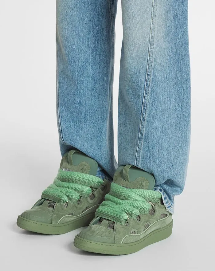 Women Lanvin Sneakers Curb Leather Sneakers Vert De Gris Women Lanvin Sneakers Curb Leather Sneakers Vert De Gris