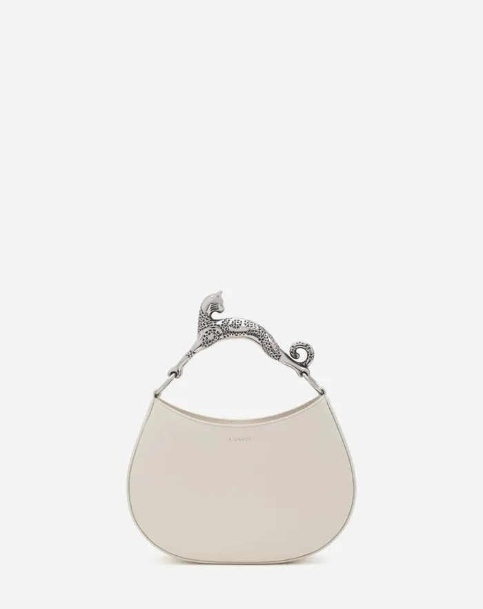 Women Lanvin Tote Bags and Top Handle Bags Hobo Cat Leather Bag Chalk