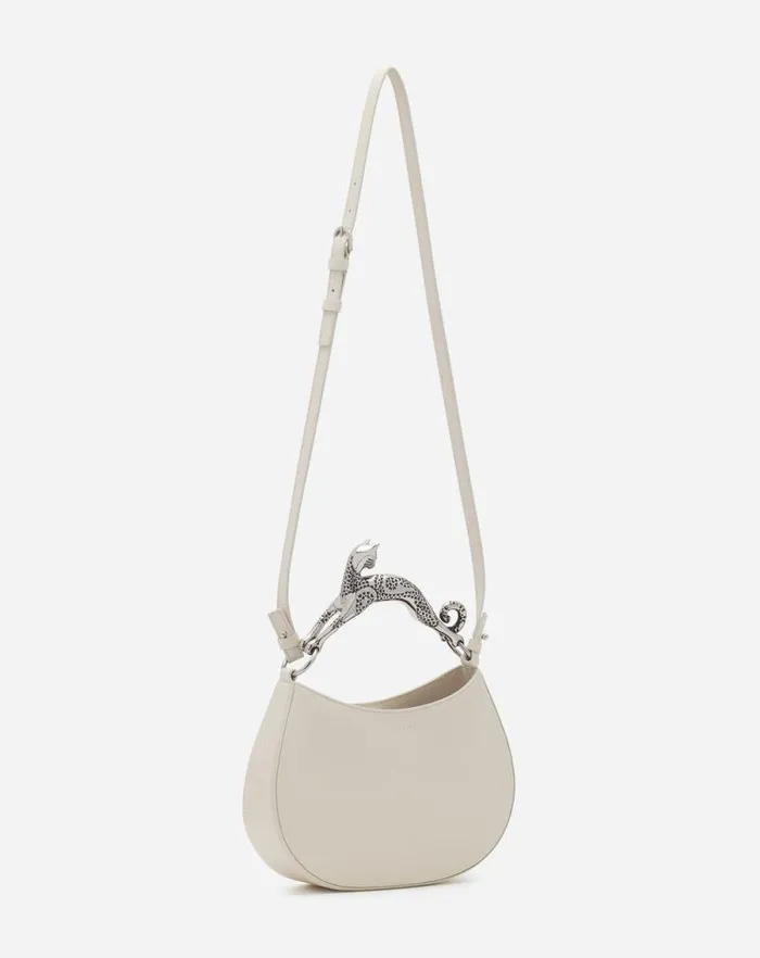Women Lanvin Tote Bags and Top Handle Bags Hobo Cat Leather Bag Chalk