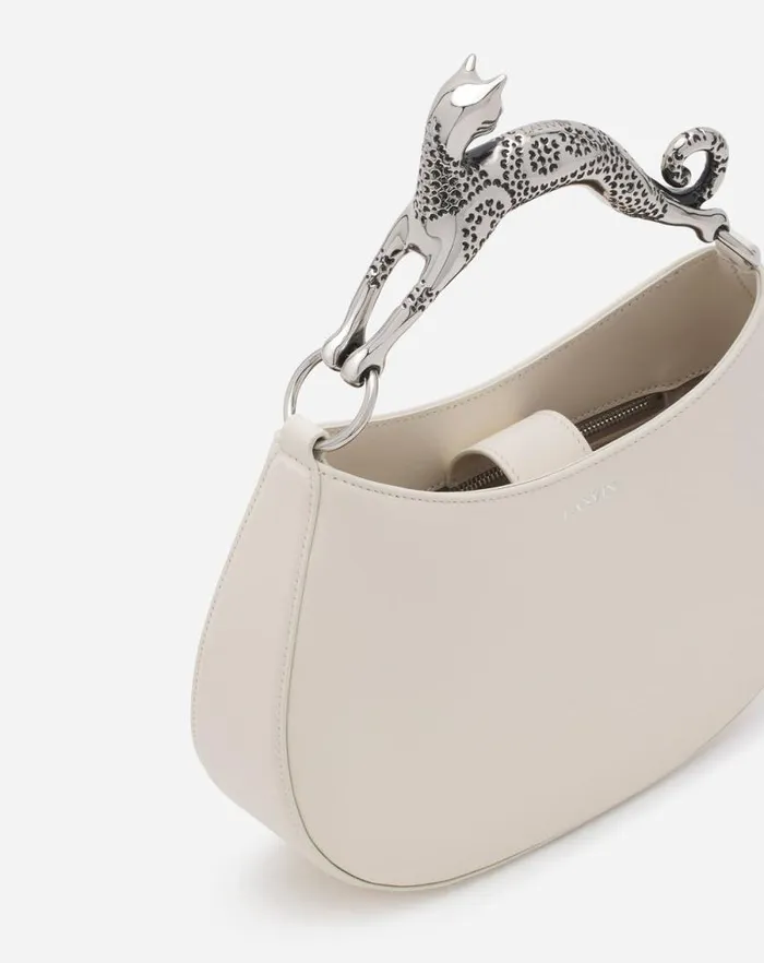 Women Lanvin Tote Bags and Top Handle Bags Hobo Cat Leather Bag Chalk