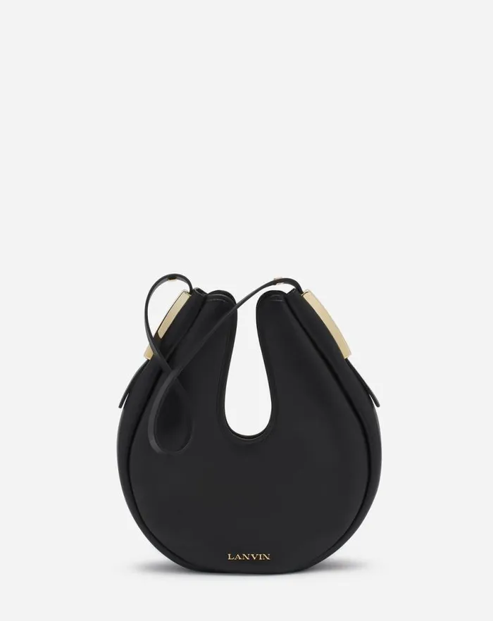 Women Lanvin Tote Bags and Top Handle Bags Hobo Cymbal Leather Bag Black