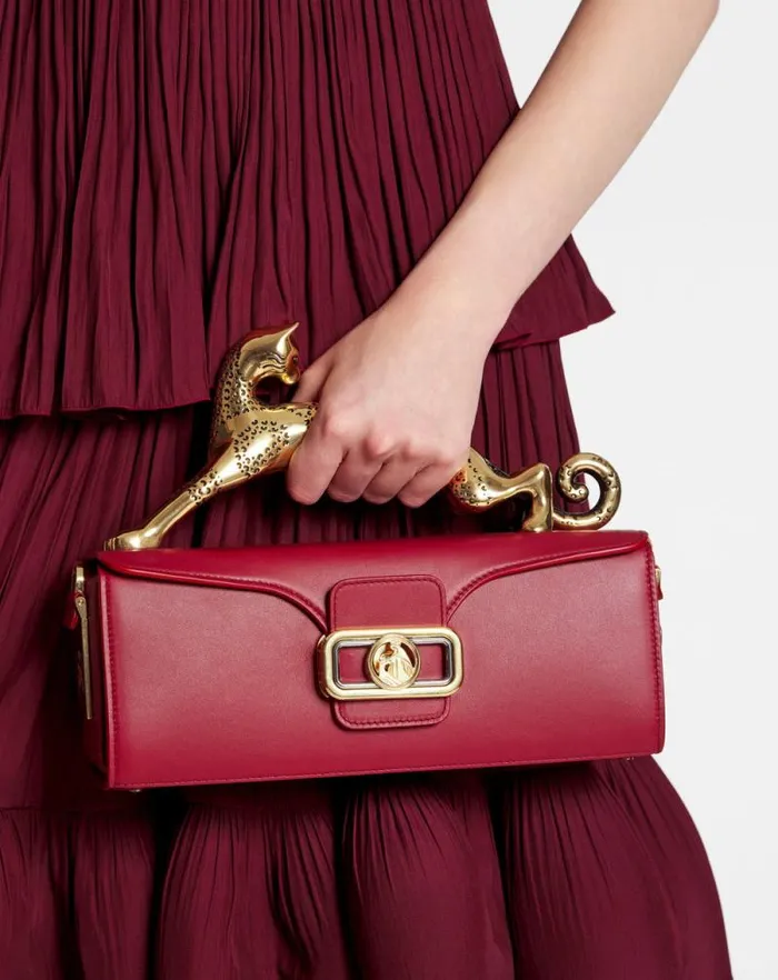 Women Lanvin Tote Bags and Top Handle Bags Medium Pencil Cat Leather Bag Burgundy Women Lanvin Tote Bags and Top Handle Bags Medium Pencil Cat Leather Bag Burgundy