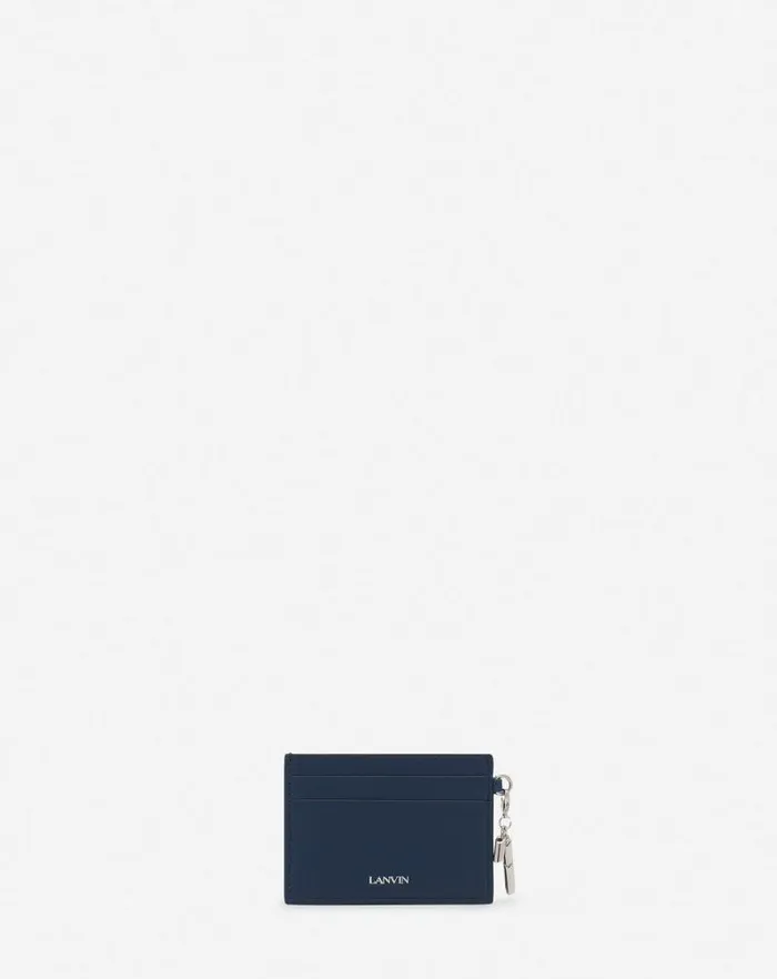Women Lanvin Wallets and Small Leather Goods Squence Leather Cardholder Petrol Blue