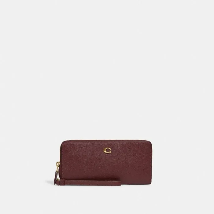 Women Large Wallets Coach Continental Wallet Brasswine