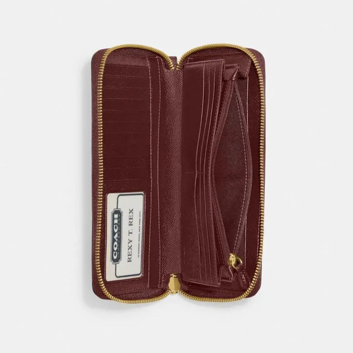 Women Large Wallets Coach Continental Wallet Brasswine