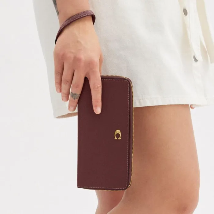 Women Large Wallets Coach Continental Wallet Brasswine
