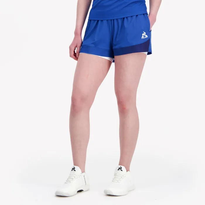 Women Le Coq Sportif Trousers Joggers And Shorts Performance Tennis Shorts Lapis Bluenow