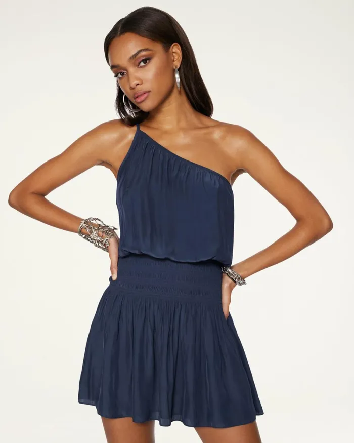 Women Leah One Shoulder Mini Dress Navy Ramy Brook Dresses Women Leah One Shoulder Mini Dress Navy Ramy Brook Dresses