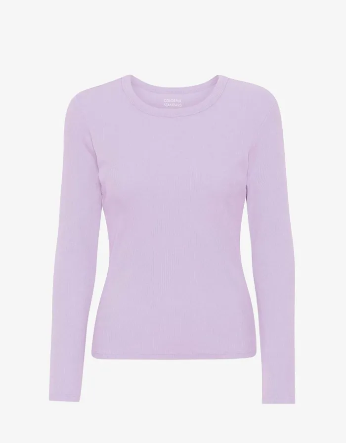 Women Long Sleeve Tops Colorful Standard Women Organic Rib LS TShirt Soft Lavender Women Long Sleeve Tops Colorful Standard Women Organic Rib LS TShirt Soft Lavender