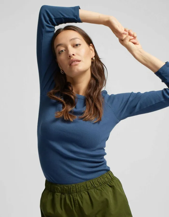 Women Long Sleeve Tops Colorful Standard Women Organic Rib LS TShirt Soft Lavender