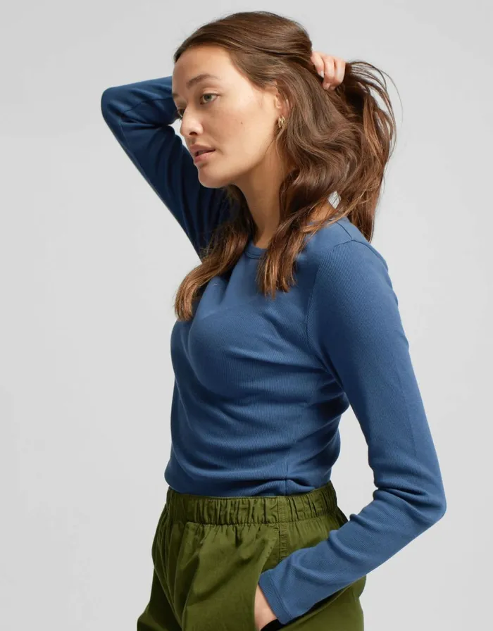 Women Long Sleeve Tops Colorful Standard Women Organic Rib LS TShirt Soft Lavender