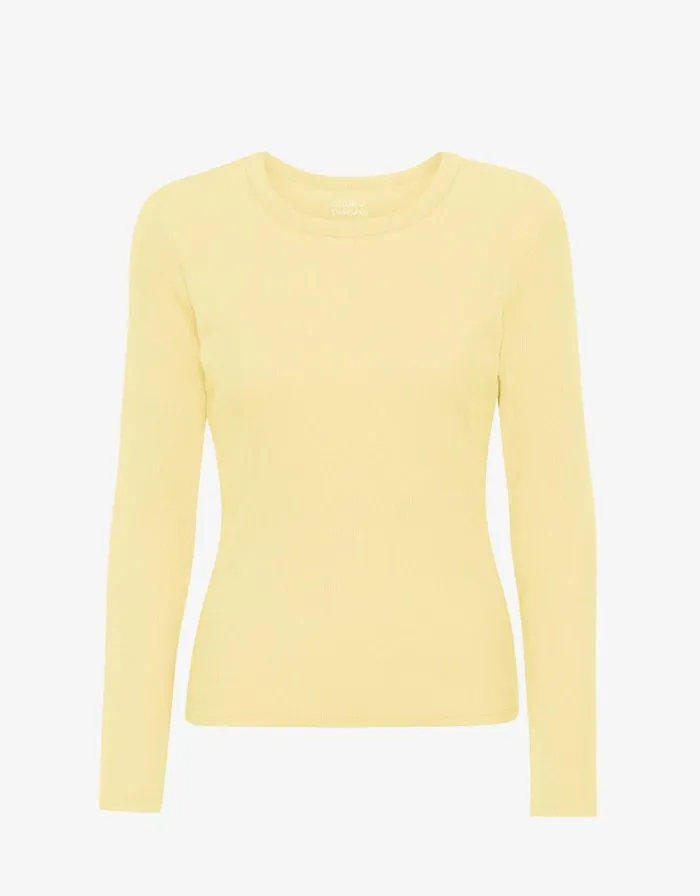 Women Long Sleeve Tops Colorful Standard Women Organic Rib LS TShirt Soft Yellow
